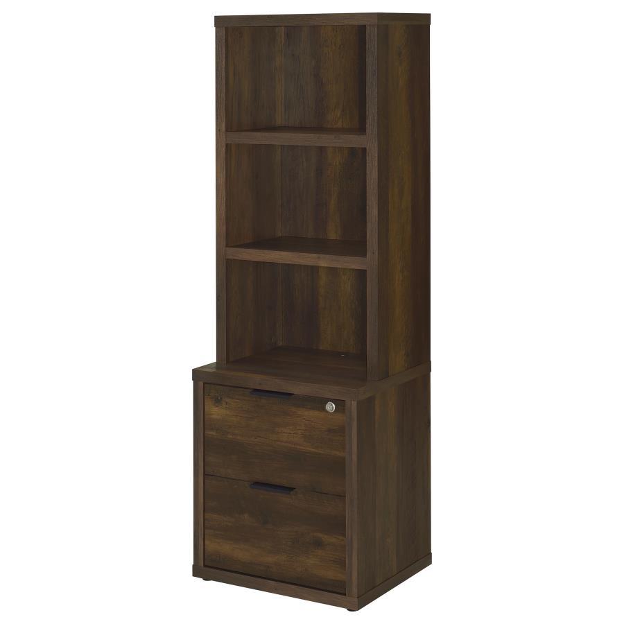 Westpark - 3 - Shelf Bookcase USB And Lockable Drawer - Dark Pine Standard Bookcase modern furniture Contempo Furniture