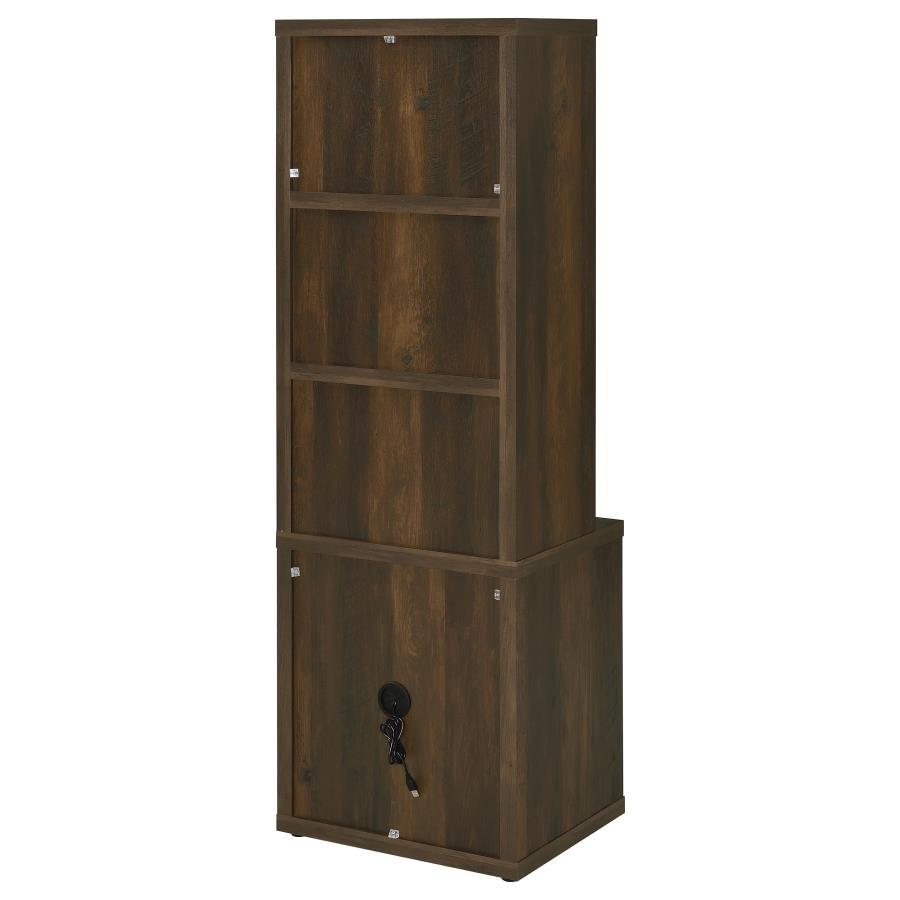 Westpark - 3 - Shelf Bookcase USB And Lockable Drawer - Dark Pine Standard Bookcase modern furniture Contempo Furniture