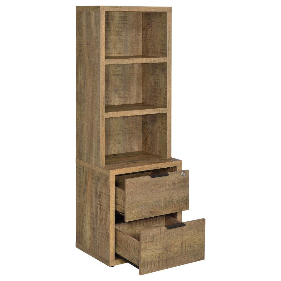 Westpark - 3 - Shelf Bookcase USB And Lockable Drawer - Mango Standard Bookcase modern furniture Contempo Furniture