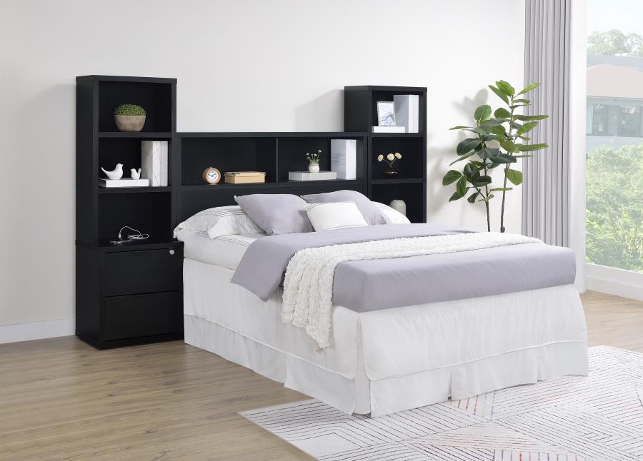 Westpark - Full Bookcase Headboard - Black Bookcase HeadBoard modern furniture Contempo Furniture