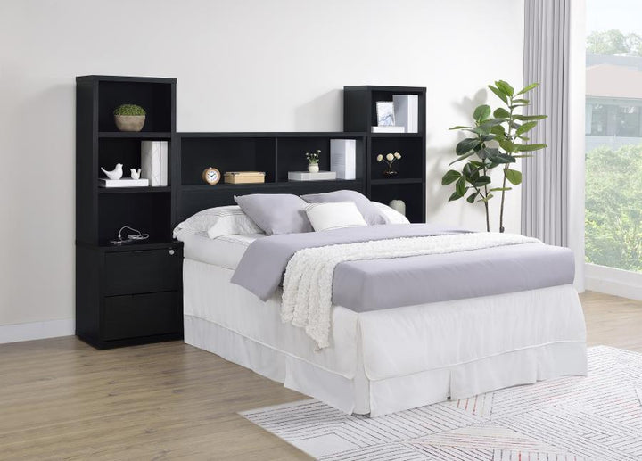 Westpark - Full Bookcase Headboard - Black Bookcase HeadBoard modern furniture Contempo Furniture
