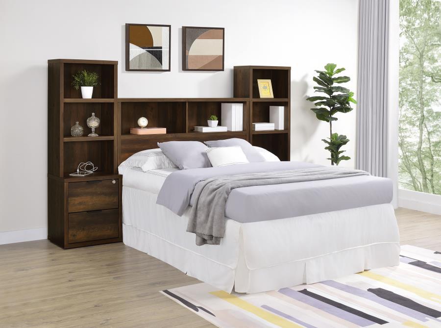 Westpark - Full Bookcase Headboard - Dark Pine Bookcase HeadBoard modern furniture Contempo Furniture