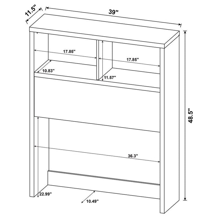 Westpark - Twin Bookcase Headboard - Dark Pine Bookcase HeadBoard modern furniture Contempo Furniture