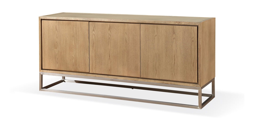 Modus Furniture Jvlh78G One Modern Coastal Metal Base Sideboard In White Oak And Brushed Stainless Steel