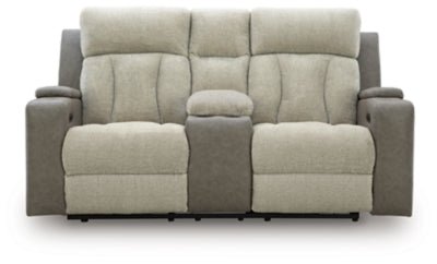 WhipLash Power Reclining Loveseat with Console - Dark Gray | Ashley Furniture