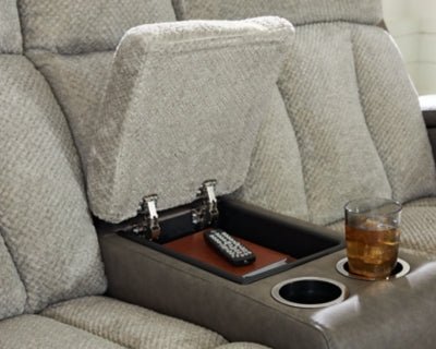 WhipLash Power Reclining Loveseat with Console - Dark Gray Reclining Loveseat modern furniture Contempo Furniture