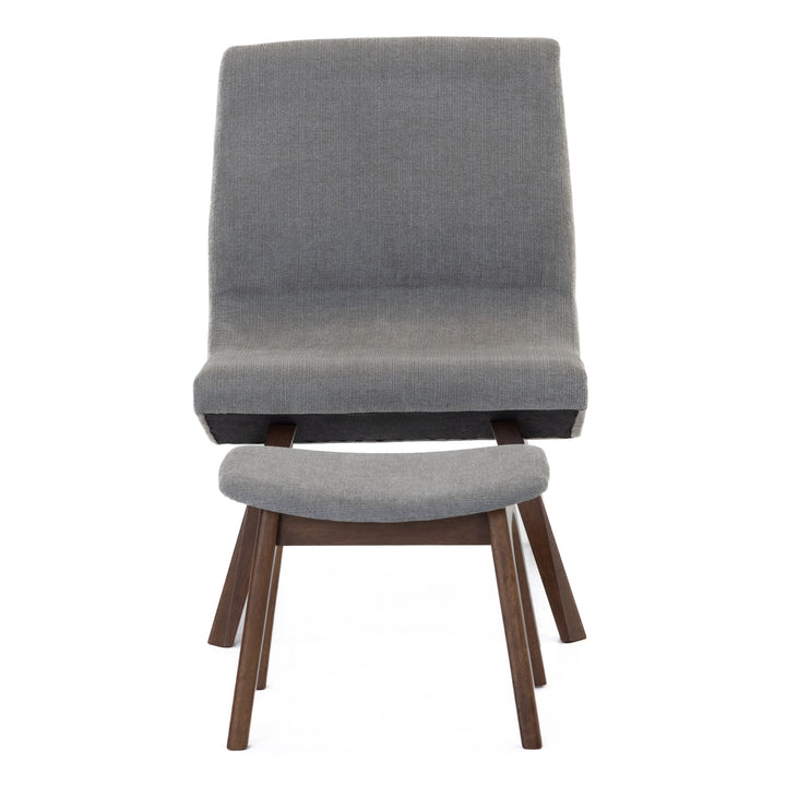 Whitney Modern Grey &amp; Walnut Accent Chair &amp; Ottoman