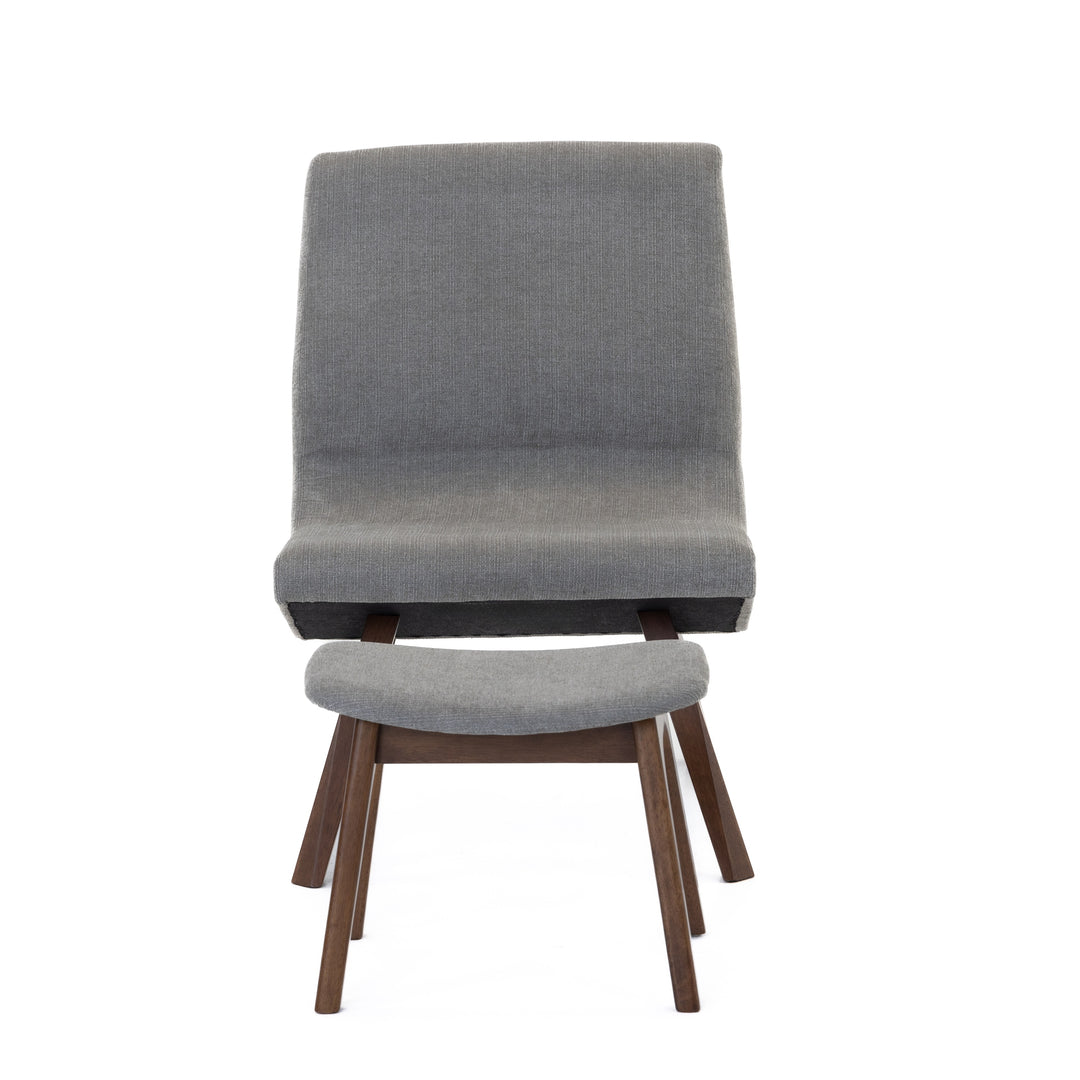 Whitney Modern Grey & Walnut Accent Chair & Ottoman