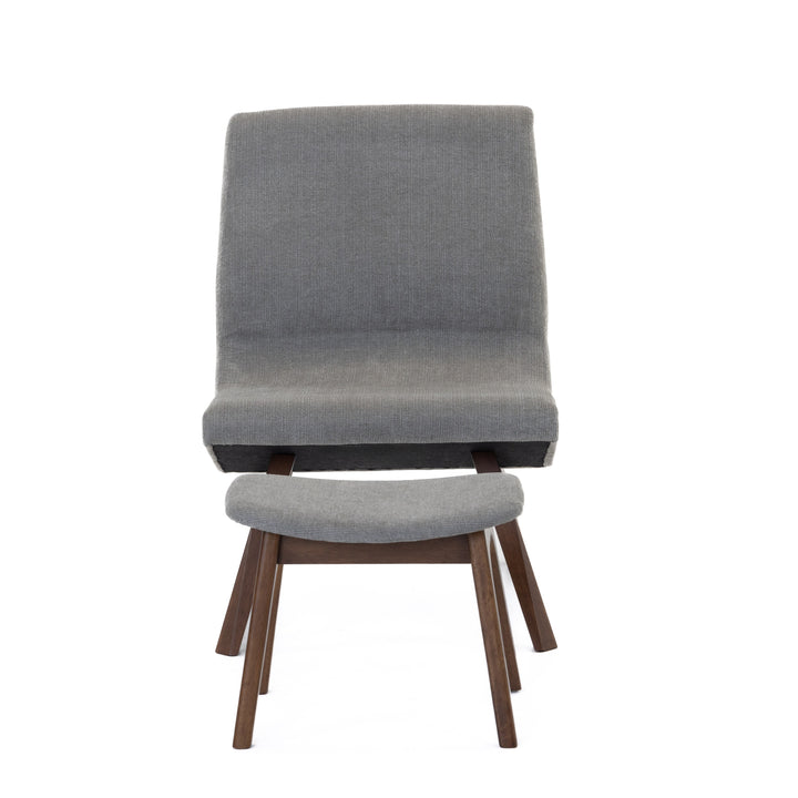 Whitney Modern Grey & Walnut Accent Chair & Ottoman