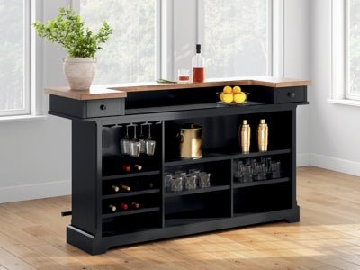 Wildenauer 78" Bar - Black Bar Table modern furniture Contempo Furniture