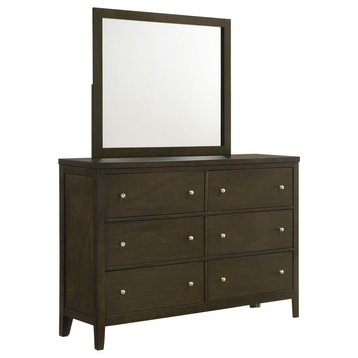 Wilkes - 6 - Drawer Dresser And Mirror - Dark Cocoa Dresser &amp; Mirror modern furniture Contempo Furniture