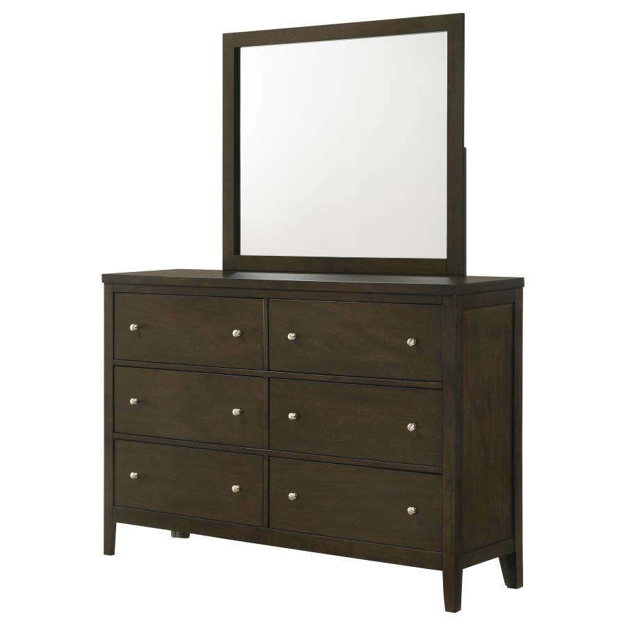 Wilkes - 6 - Drawer Dresser And Mirror - Dark Cocoa Dresser & Mirror modern furniture Contempo Furniture