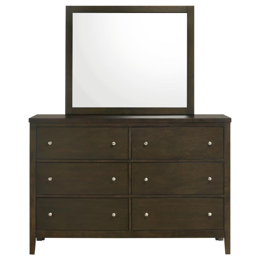Wilkes - 6 - Drawer Dresser And Mirror - Dark Cocoa Dresser & Mirror modern furniture Contempo Furniture