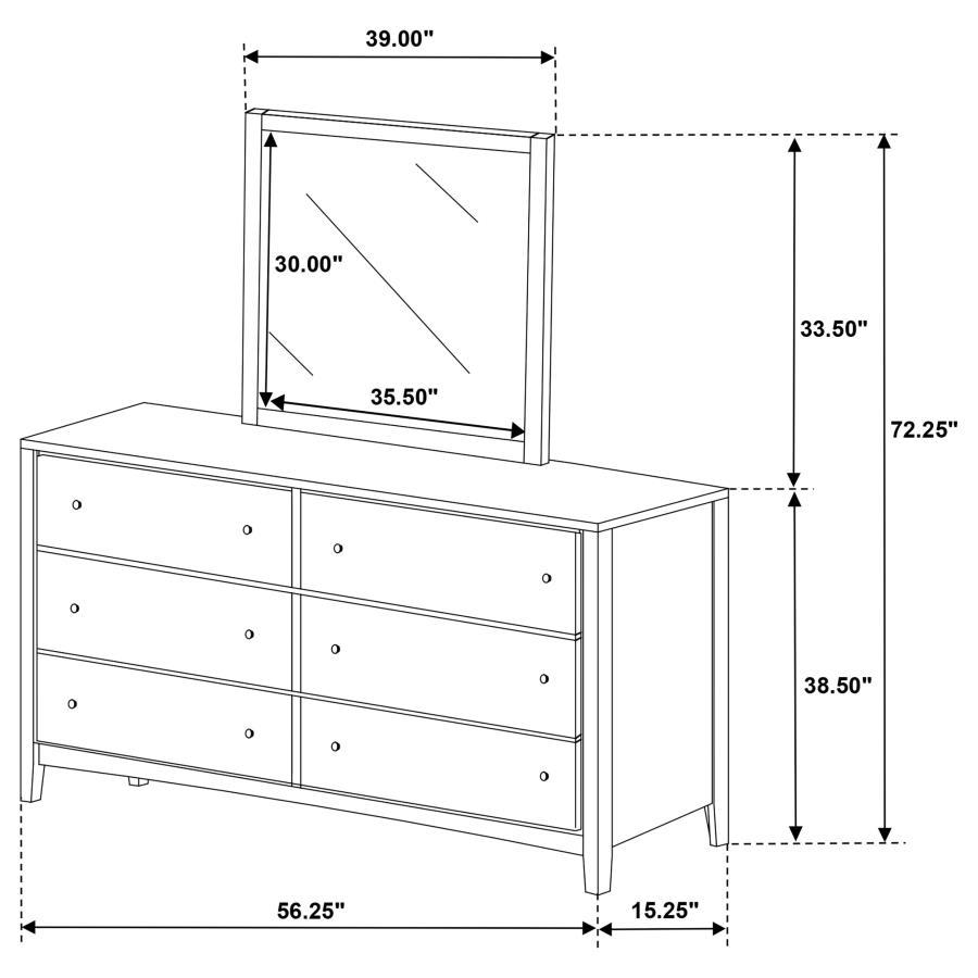 Wilkes - 6 - Drawer Dresser And Mirror - Dark Cocoa Dresser & Mirror modern furniture Contempo Furniture