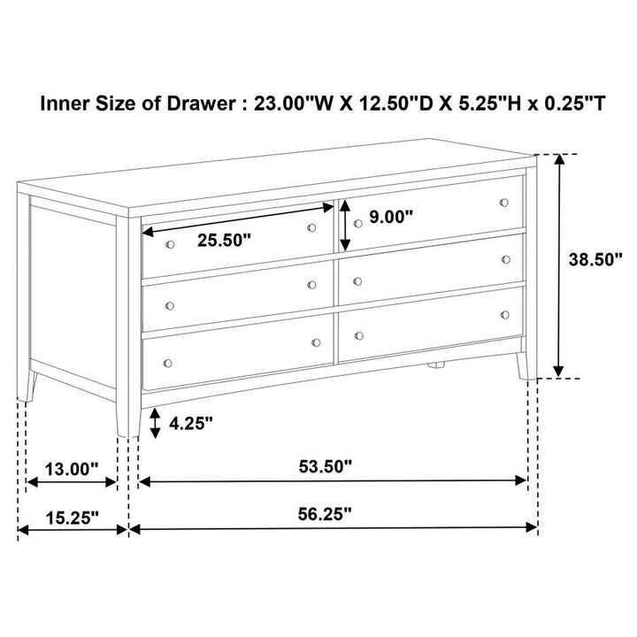 Wilkes - 6 - Drawer Dresser Cabinet - Dark Cocoa Dressers modern furniture Contempo Furniture