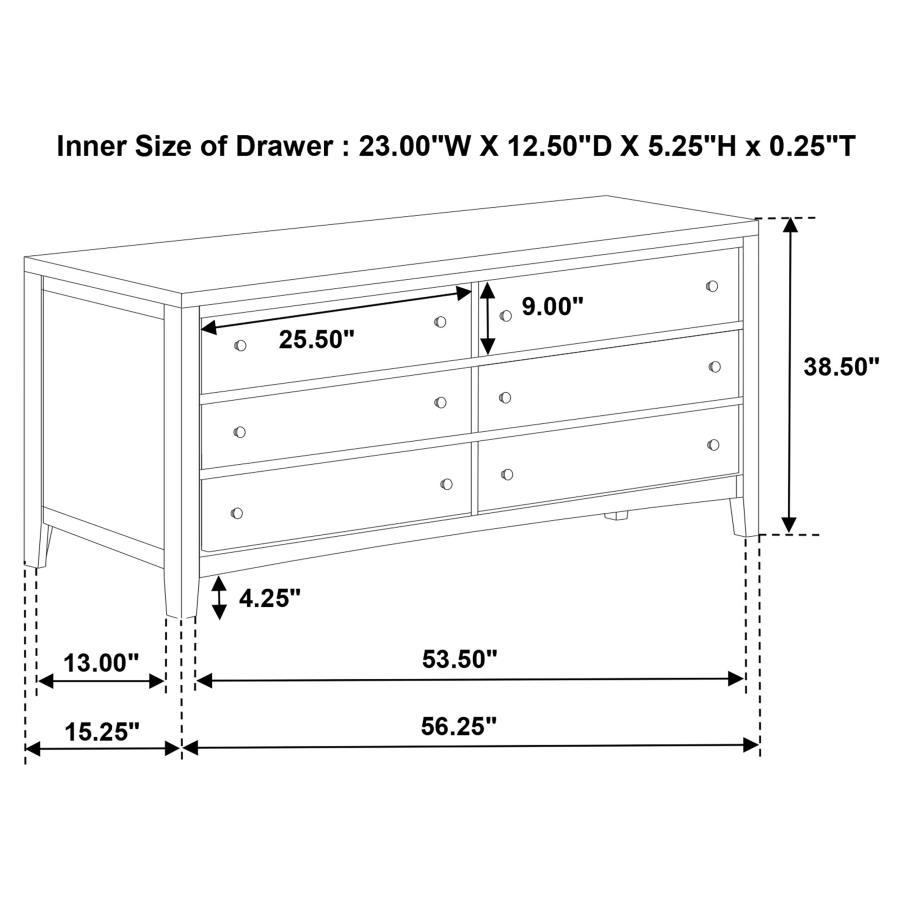 Wilkes - 6 - Drawer Dresser Cabinet - Dark Cocoa Dressers modern furniture Contempo Furniture