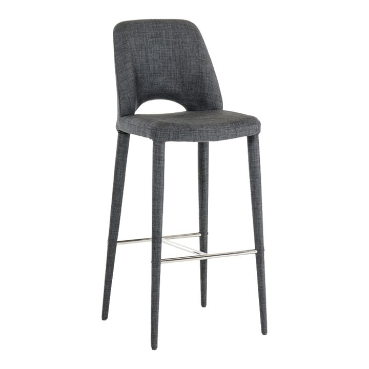 Williamette Mid-Century Dark Grey Fabric Bar Stool