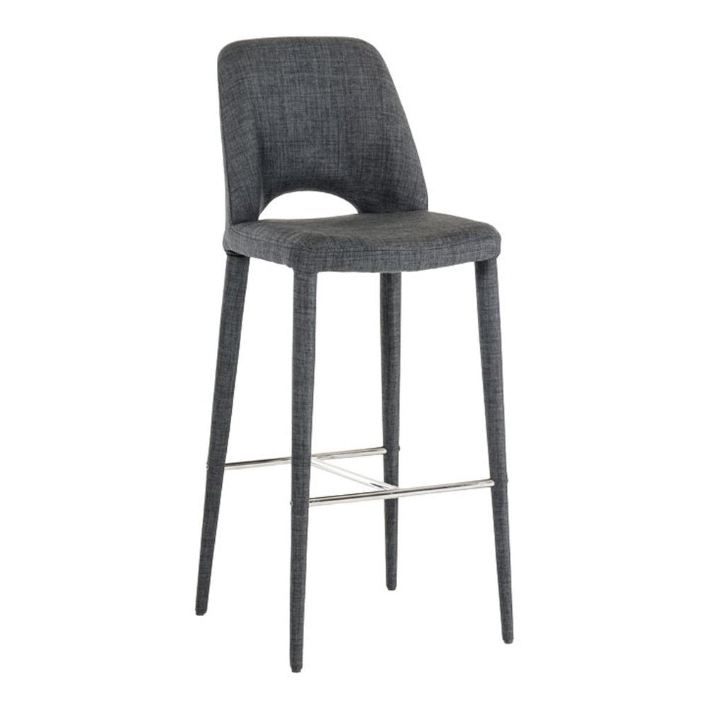 Williamette Mid-Century Dark Grey Fabric Bar Stool