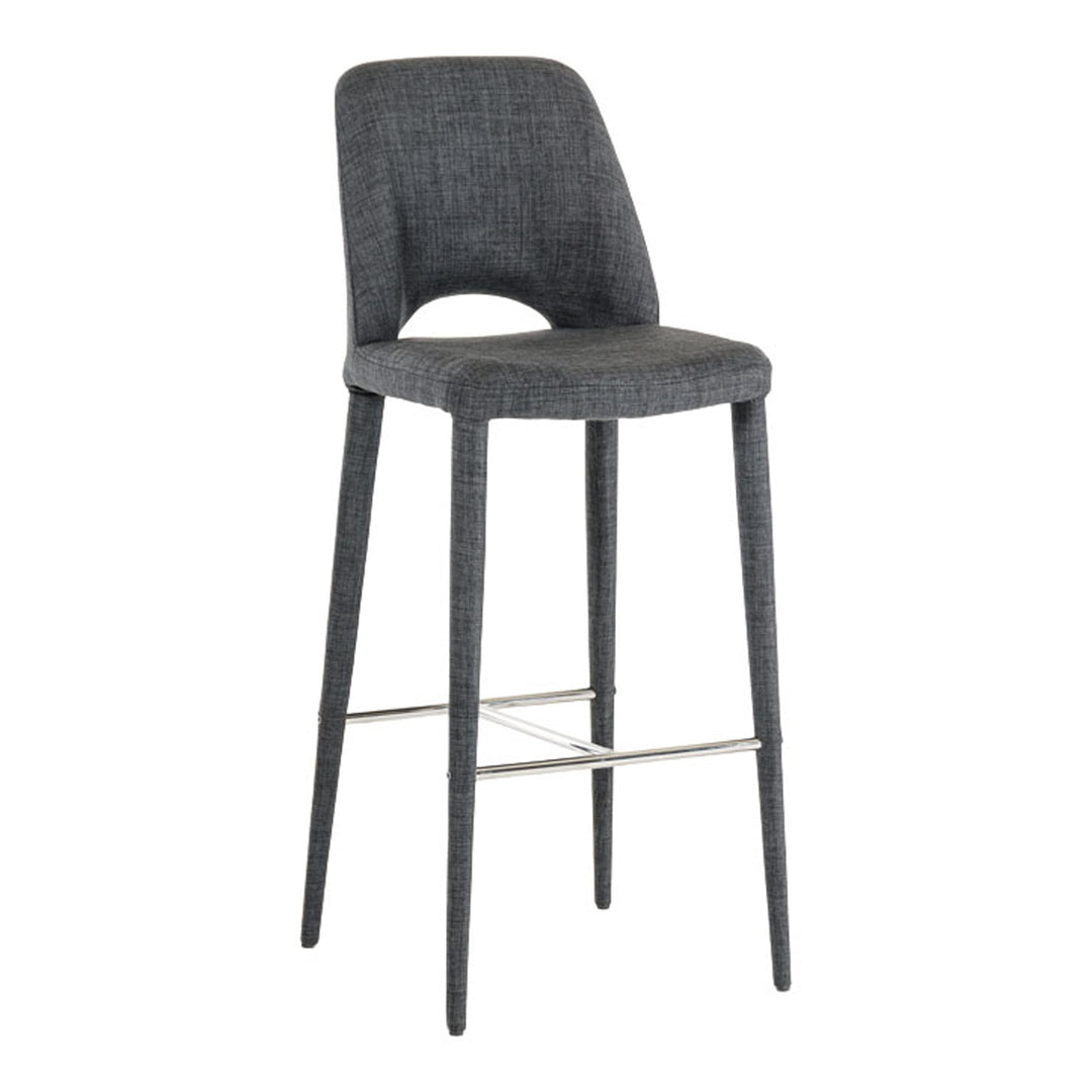 Williamette Mid-Century Dark Grey Fabric Bar Stool