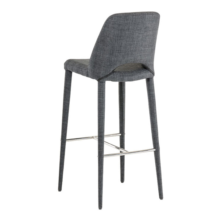 Williamette Mid-Century Dark Grey Fabric Bar Stool