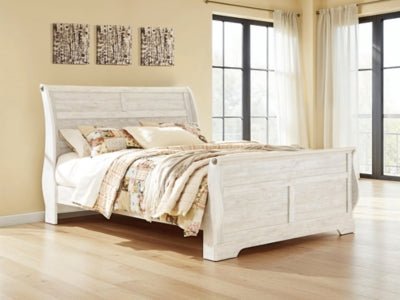 Willowton King Sleigh Bed - Beige Sleigh Bed modern furniture Contempo Furniture