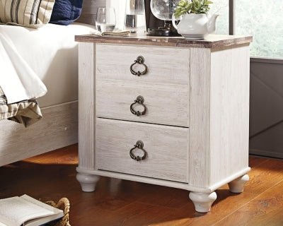 Willowton Nightstand - Beige Accent Nightstand modern furniture Contempo Furniture