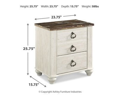 Willowton Nightstand - Beige Accent Nightstand modern furniture Contempo Furniture