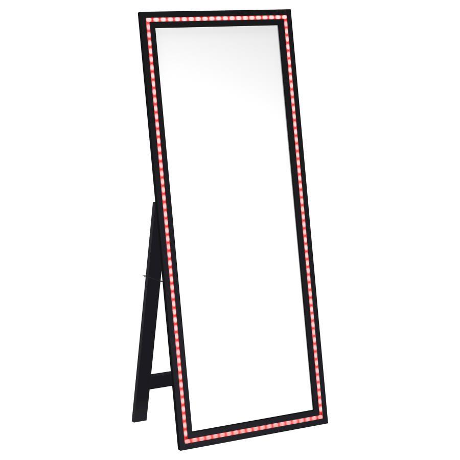 Windrose - Tempered LED Standing Mirror - Black Floor Mirror modern furniture Contempo Furniture