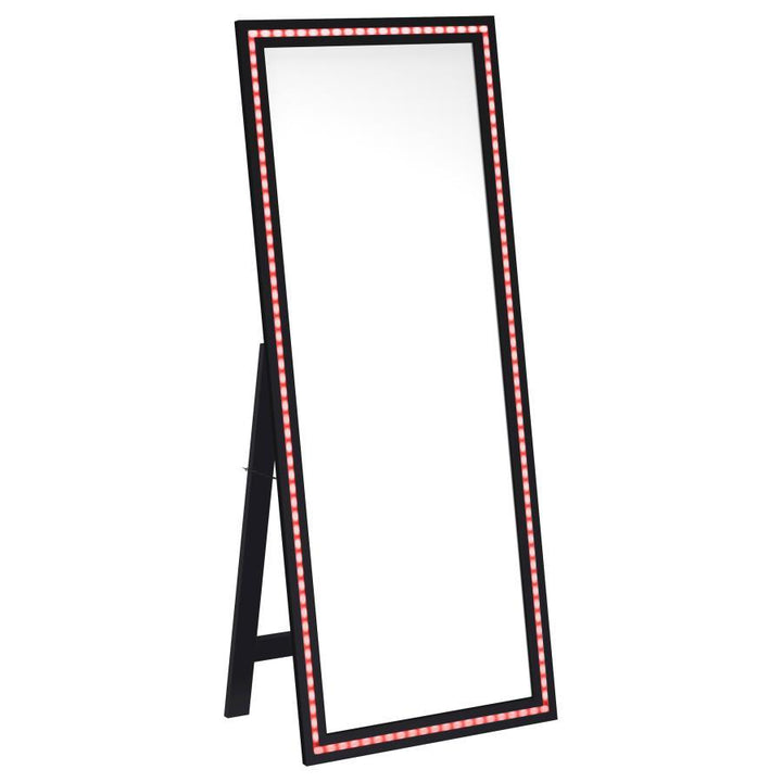 Windrose - Tempered LED Standing Mirror - Black Floor Mirror modern furniture Contempo Furniture