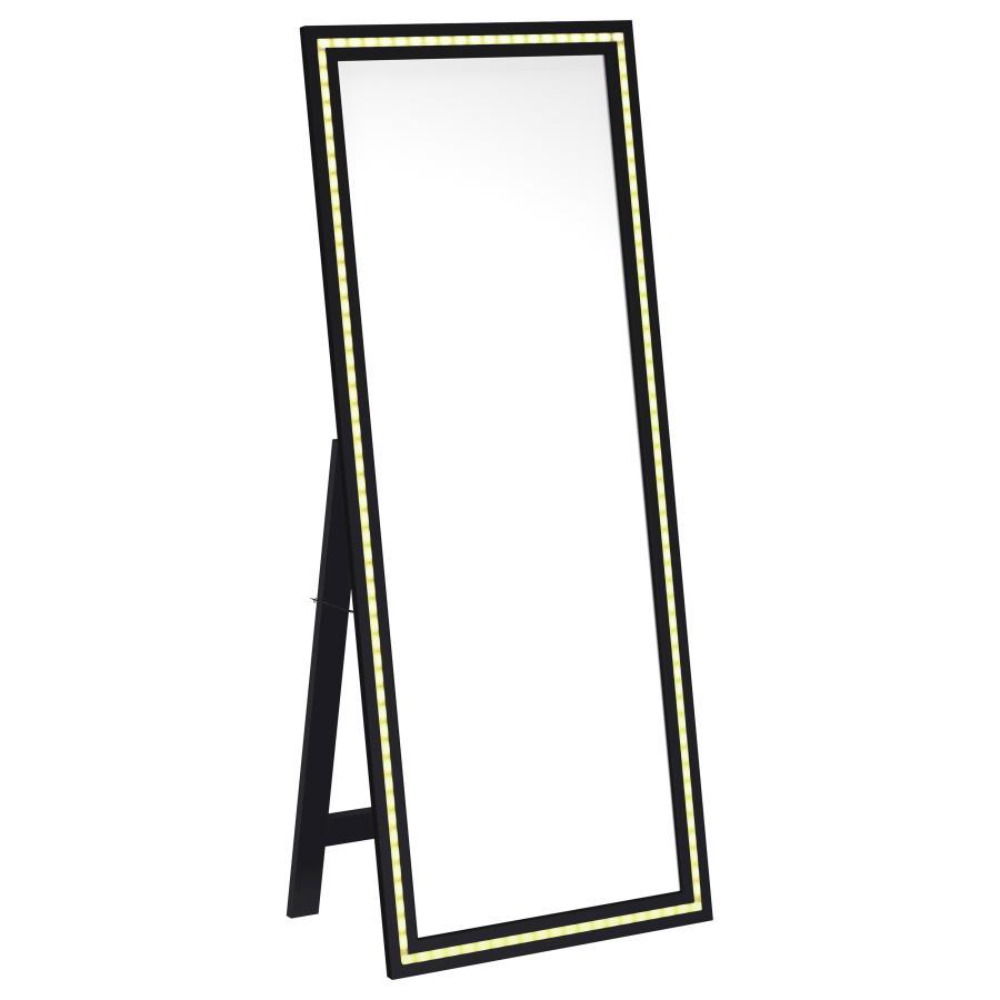 Windrose - Tempered LED Standing Mirror - Black Floor Mirror modern furniture Contempo Furniture