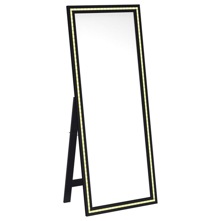 Windrose - Tempered LED Standing Mirror - Black Floor Mirror modern furniture Contempo Furniture