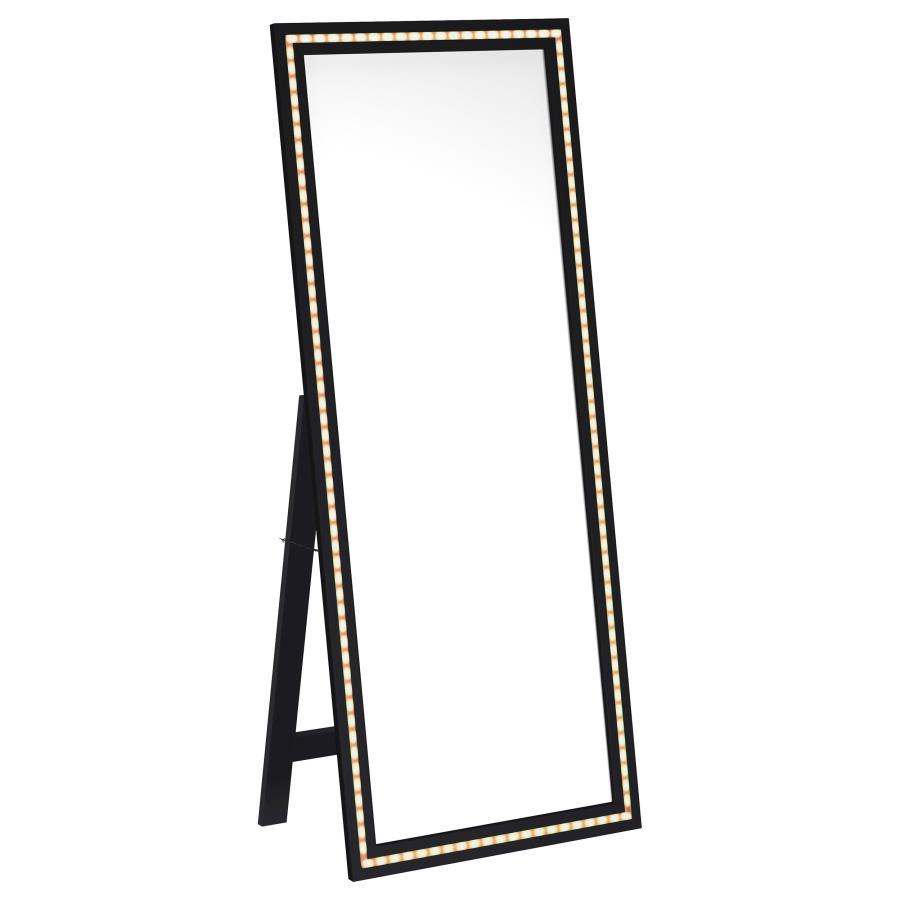 Windrose - Tempered LED Standing Mirror - Black Floor Mirror modern furniture Contempo Furniture