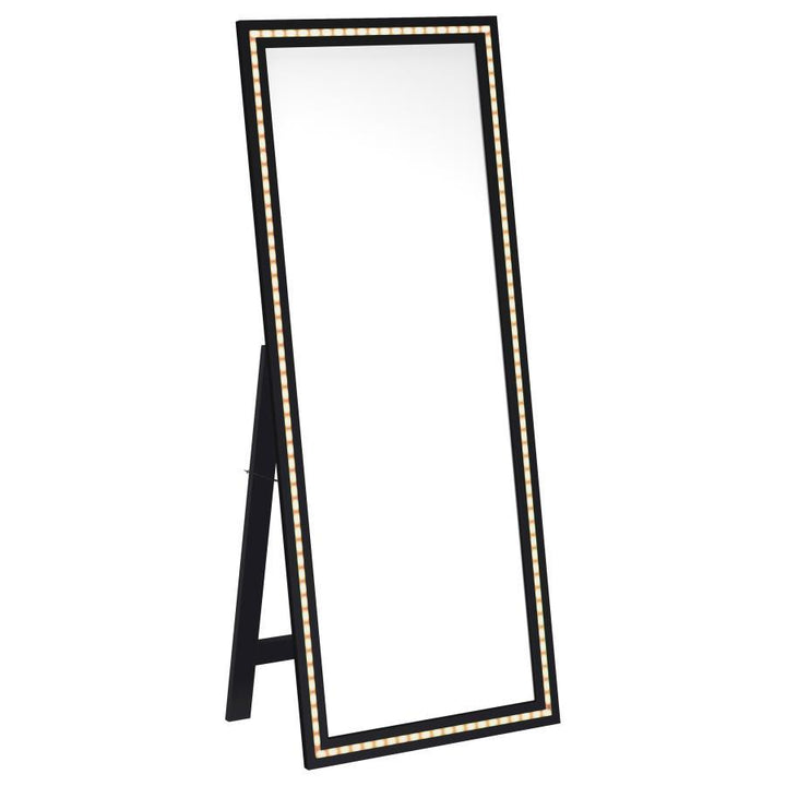 Windrose - Tempered LED Standing Mirror - Black Floor Mirror modern furniture Contempo Furniture