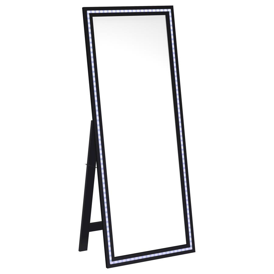 Windrose - Tempered LED Standing Mirror - Black Floor Mirror modern furniture Contempo Furniture