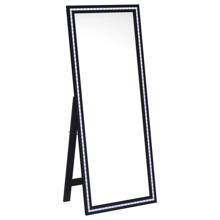 Windrose - Tempered LED Standing Mirror - Black Floor Mirror modern furniture Contempo Furniture