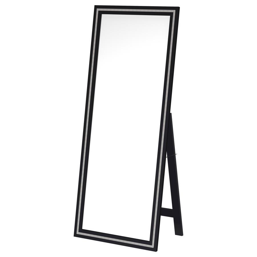 Windrose - Tempered LED Standing Mirror - Black Floor Mirror modern furniture Contempo Furniture