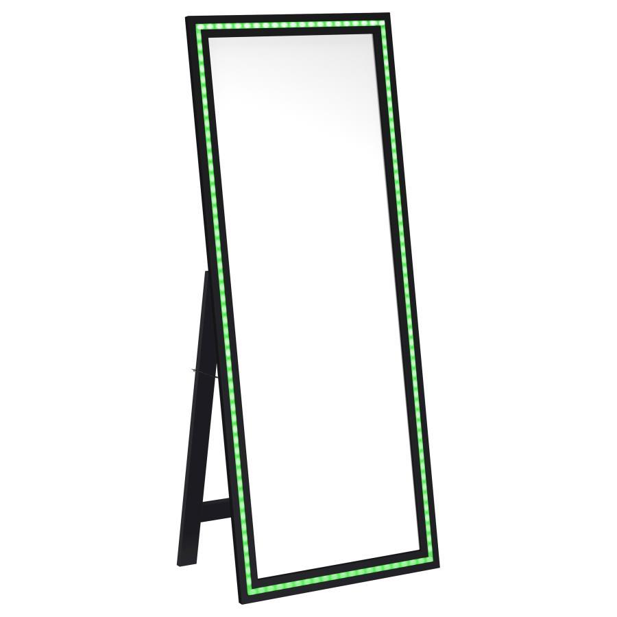 Windrose - Tempered LED Standing Mirror - Black Floor Mirror modern furniture Contempo Furniture