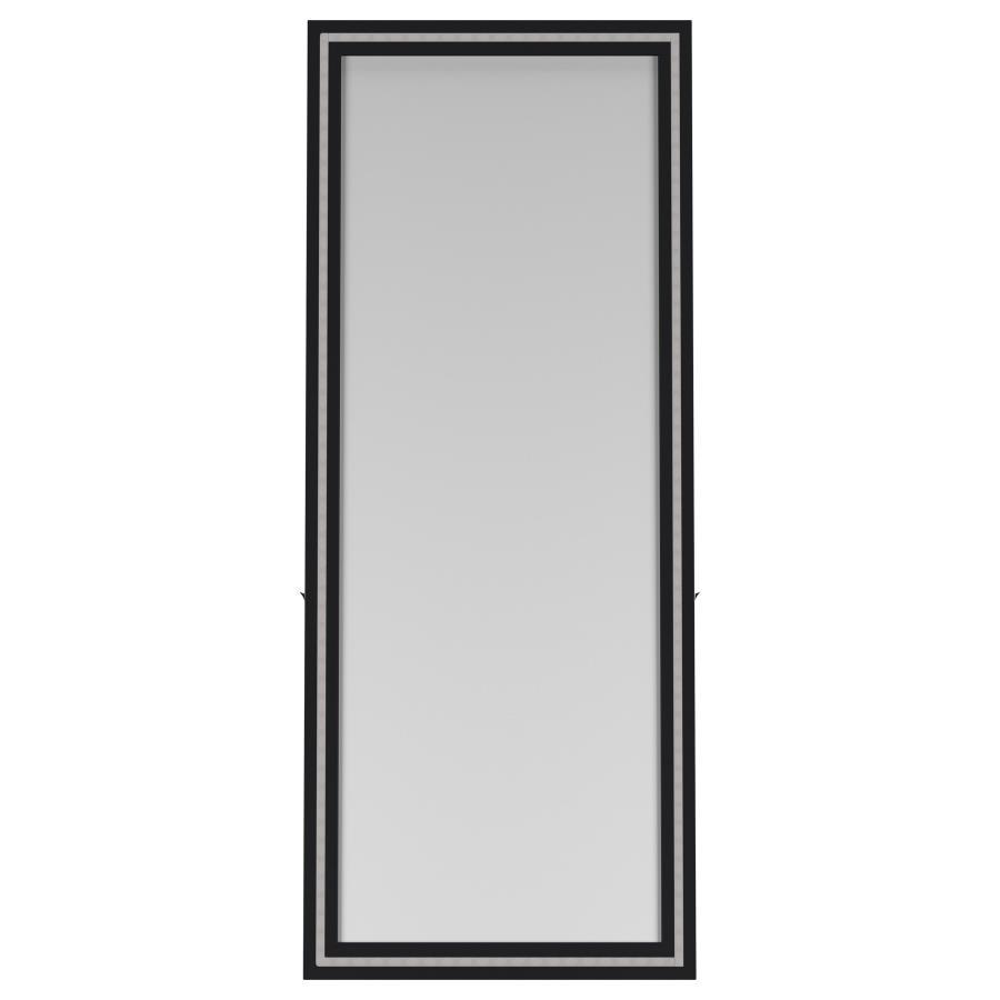 Windrose - Tempered LED Standing Mirror - Black Floor Mirror modern furniture Contempo Furniture