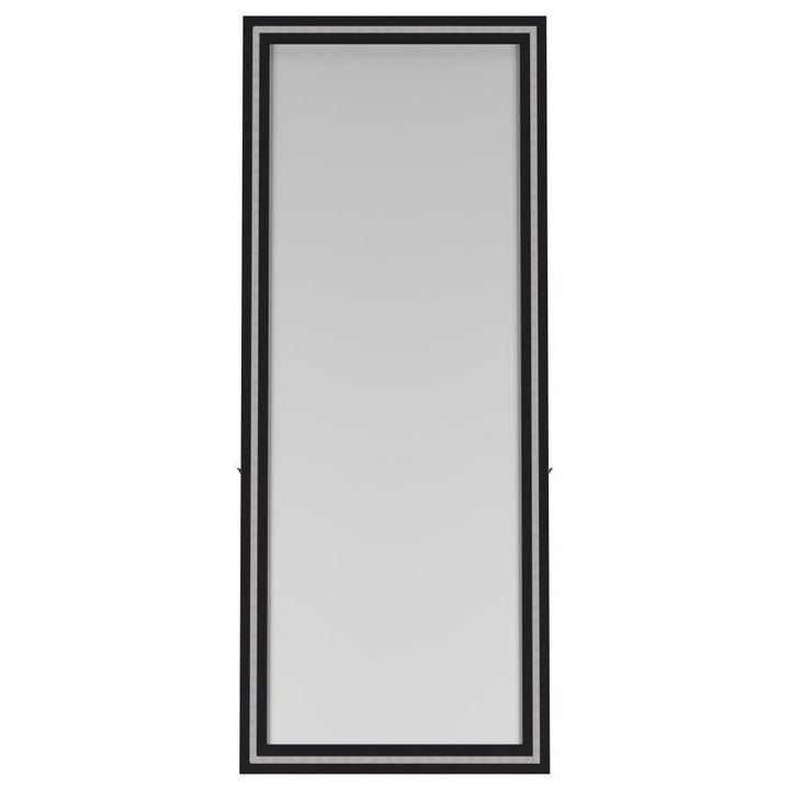 Windrose - Tempered LED Standing Mirror - Black Floor Mirror modern furniture Contempo Furniture
