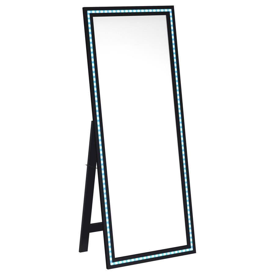 Windrose - Tempered LED Standing Mirror - Black Floor Mirror modern furniture Contempo Furniture