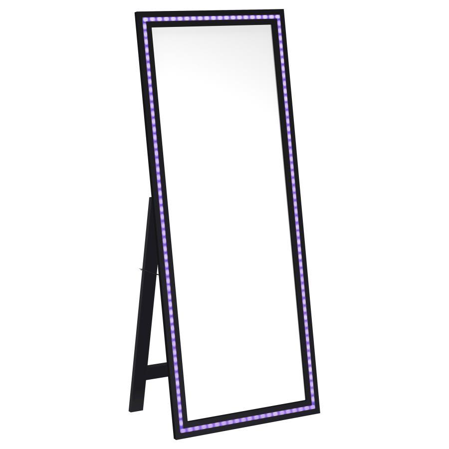 Windrose - Tempered LED Standing Mirror - Black Floor Mirror modern furniture Contempo Furniture