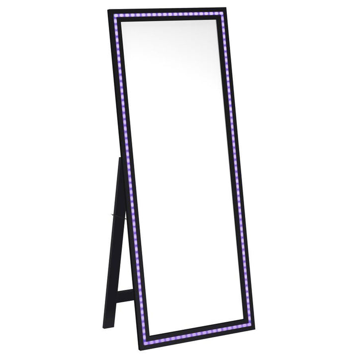 Windrose - Tempered LED Standing Mirror - Black Floor Mirror modern furniture Contempo Furniture