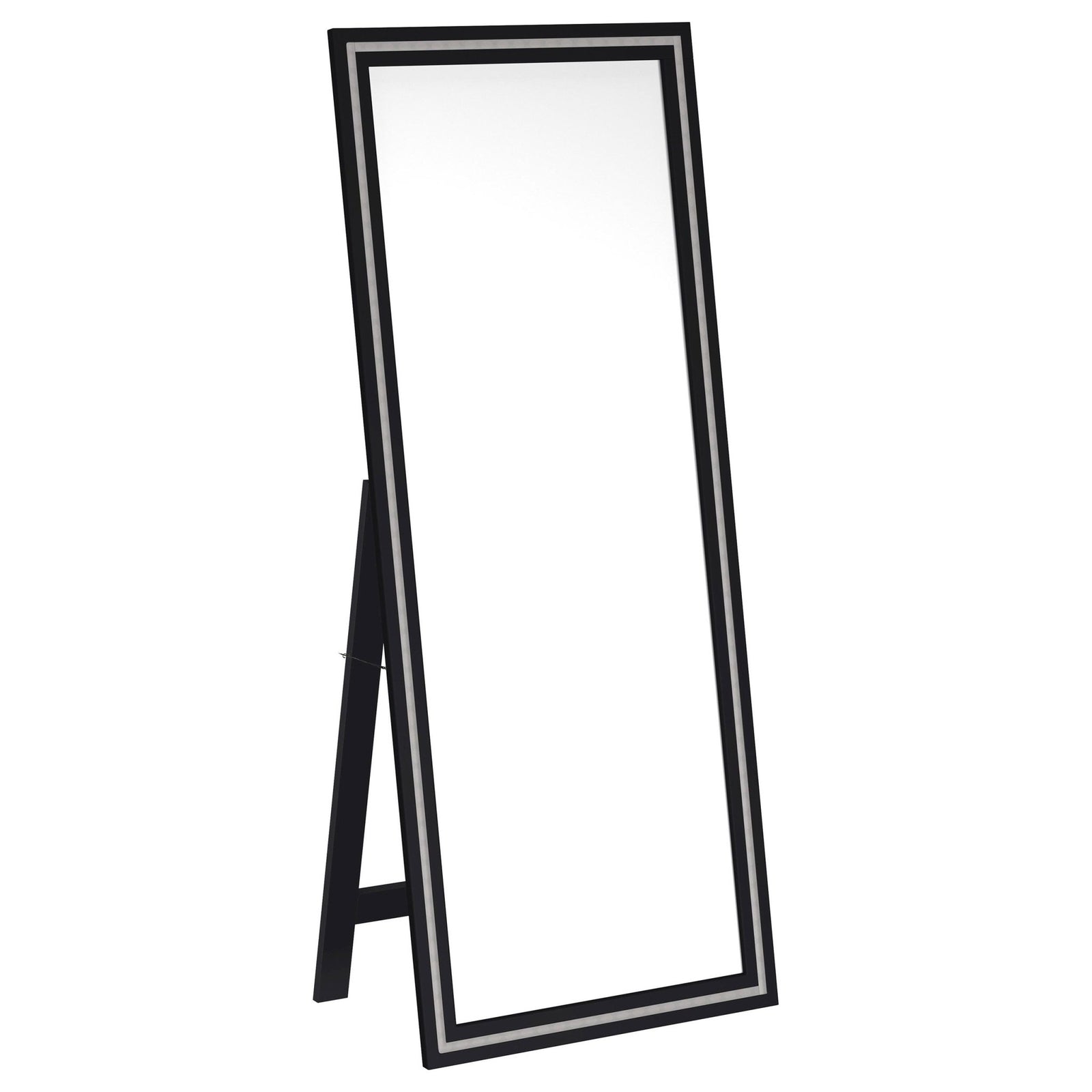 Windrose - Tempered LED Standing Mirror - Black Floor Mirror modern furniture Contempo Furniture