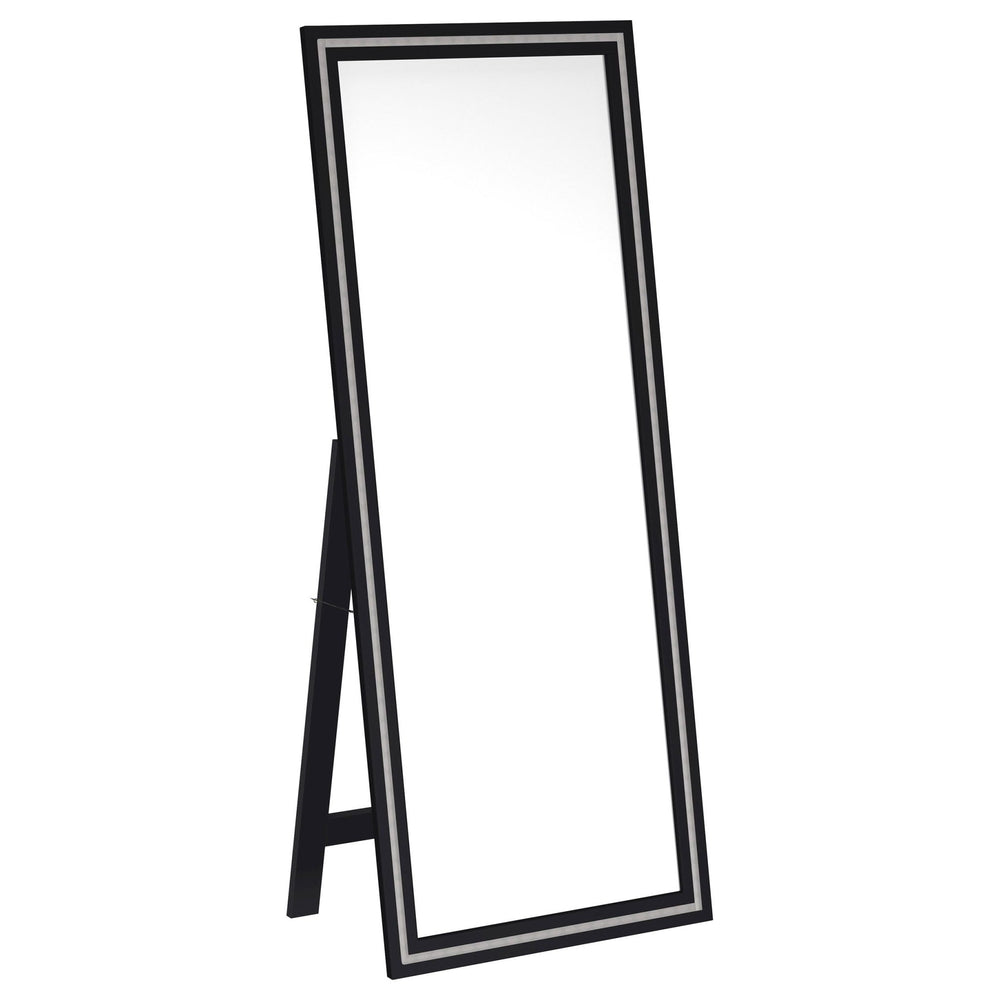 Windrose - Tempered LED Standing Mirror - Black Floor Mirror modern furniture Contempo Furniture