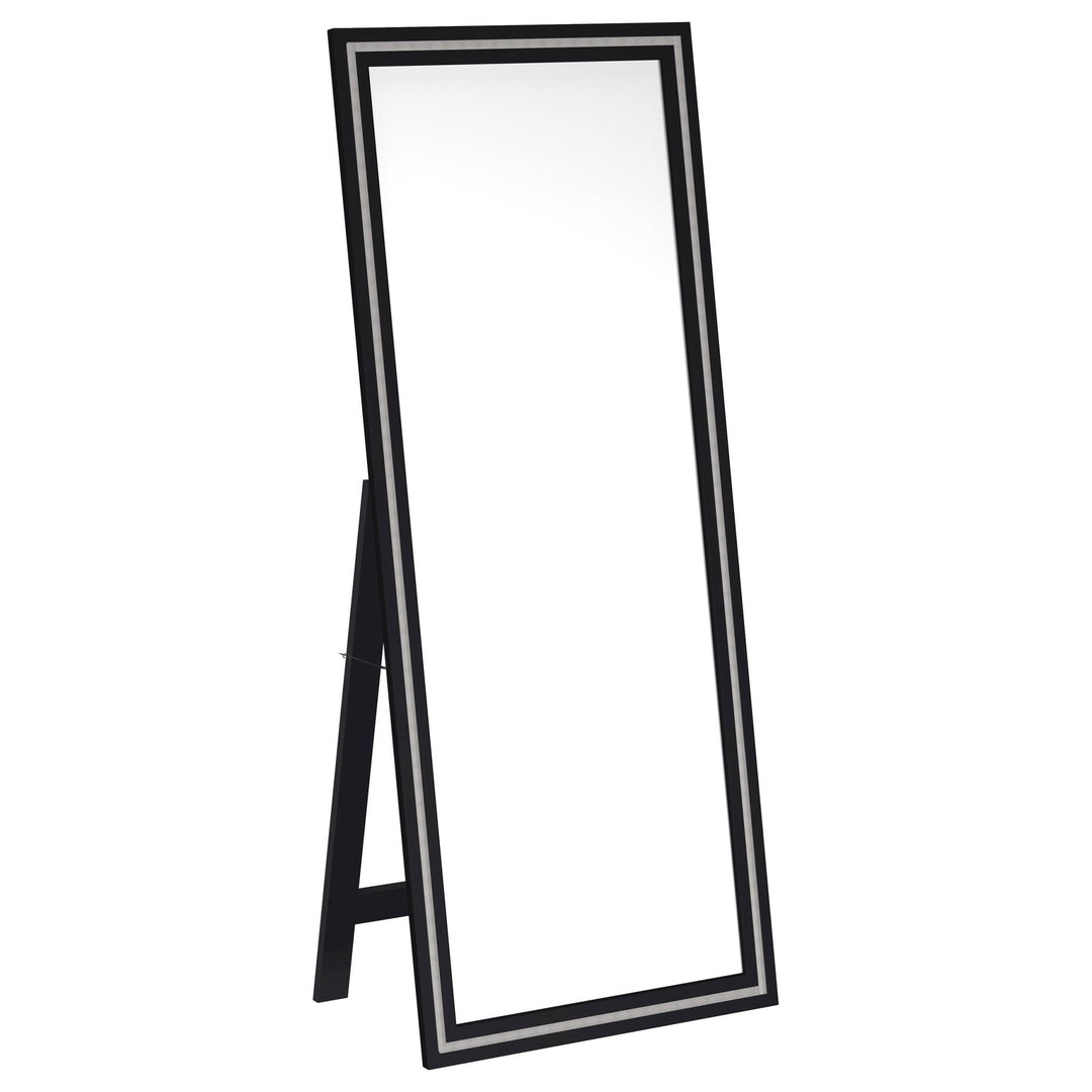 Windrose - Tempered LED Standing Mirror - Black Floor Mirror modern furniture Contempo Furniture