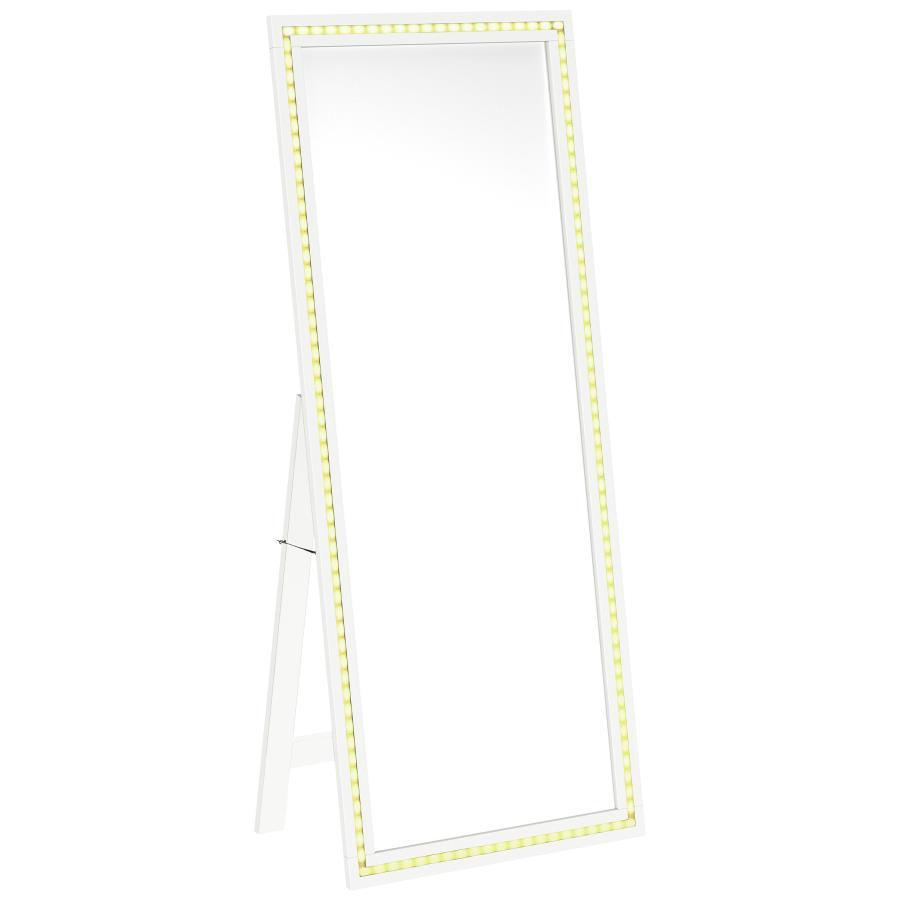 Windrose - Tempered LED Standing Mirror - White Floor Mirror modern furniture Contempo Furniture