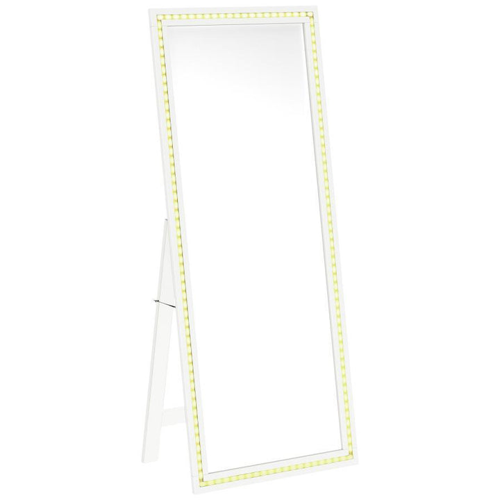 Windrose - Tempered LED Standing Mirror - White Floor Mirror modern furniture Contempo Furniture