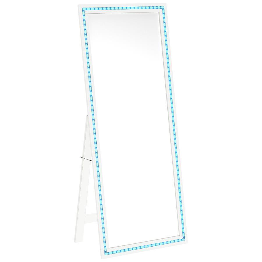 Windrose - Tempered LED Standing Mirror - White Floor Mirror modern furniture Contempo Furniture