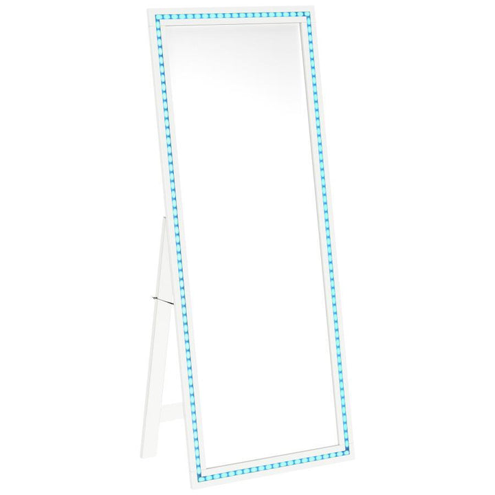 Windrose - Tempered LED Standing Mirror - White Floor Mirror modern furniture Contempo Furniture