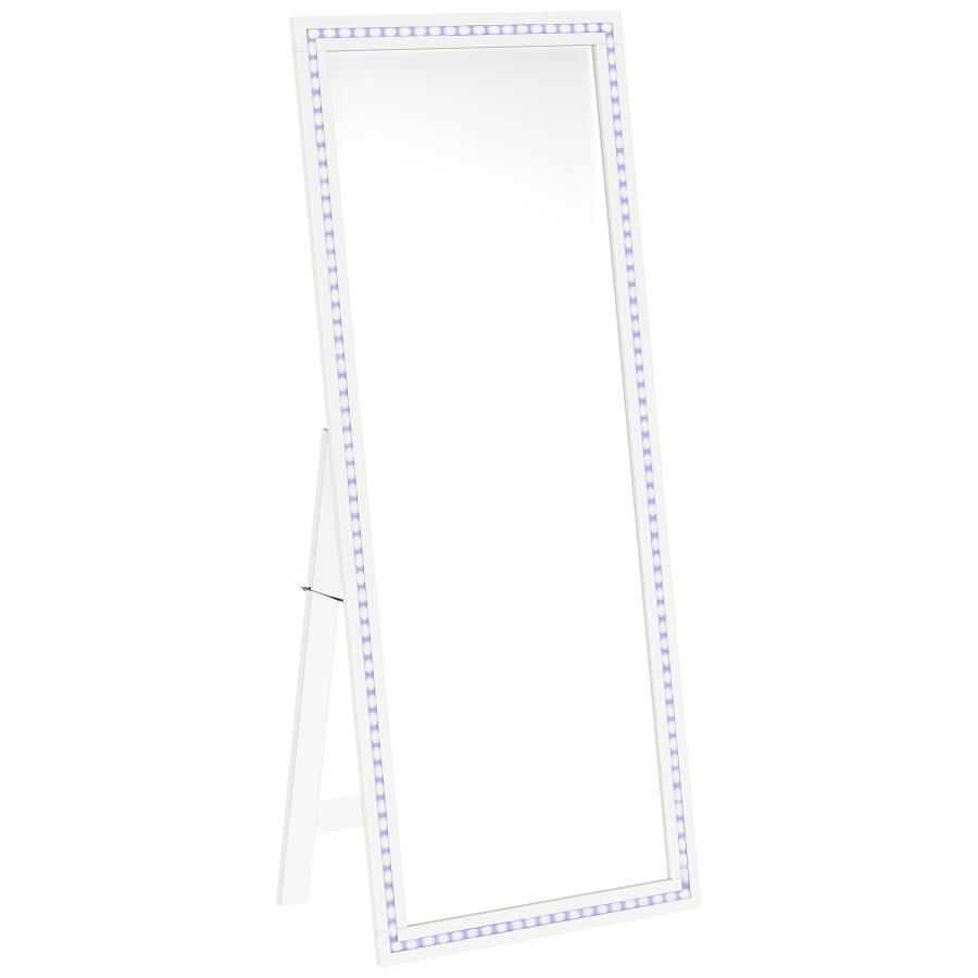 Windrose - Tempered LED Standing Mirror - White Floor Mirror modern furniture Contempo Furniture